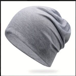 Solid gray slouchy beanie hat